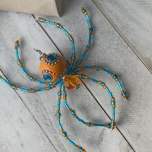Orange and Turquoise Beaded Spider